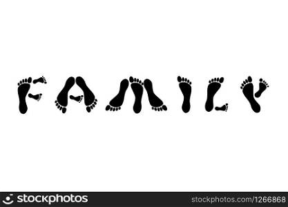 word family footprints concept isolated white background vector