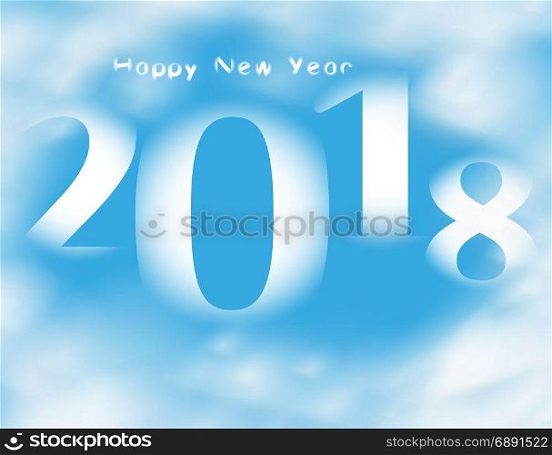 Word Happy new year 20178 on blue sky with clouds. Word Happy new year 20178 on blue sky with clouds. Vector