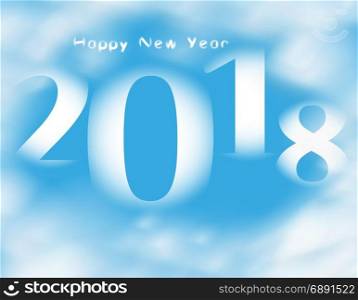 Word Happy new year 20178 on blue sky with clouds. Word Happy new year 20178 on blue sky with clouds. Vector
