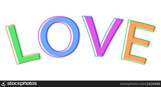 Word love minimalistic style colorful letters, vector logo symbol sign love