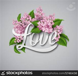 Word Love with flowers. Vector illustration EPS 10. Word Love with flowers. Vector illustration