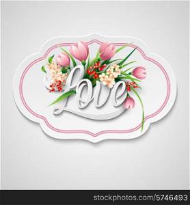 Word Love with flowers. Vector illustration EPS 10. Word Love with flowers. Vector illustration