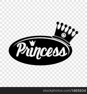 Word princess crown icon. Simple illustration of word princess crown vector icon for web. Word princess crown icon, simple black style