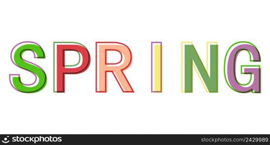 Word spring minimalistic style colorful letters, vector logo symbol sign spring