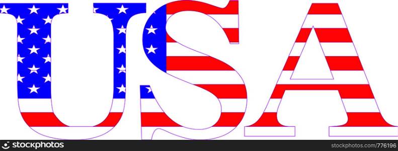 Word USA with american flag. Vector illustration EPS10. Word USA with american flag