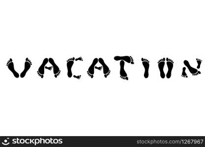 word vacation footprint concept isolated white background vector