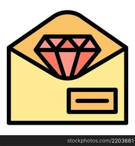 Wordcloud diamond mail icon. Outline wordcloud diamond mail vector icon color flat isolated. Wordcloud diamond mail icon color outline vector