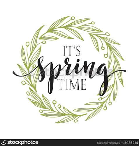 Words Spring with wreath. Vector illustration. Words Spring with wreath. Vector illustration EPS10