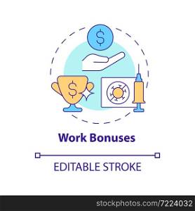 Work bonuses concept icon. Vaccination rewards abstract idea thin line illustration. Paid time off. Cash bonuses. Handling employee health. Vector isolated outline color drawing. Editable stroke. Work bonuses concept icon