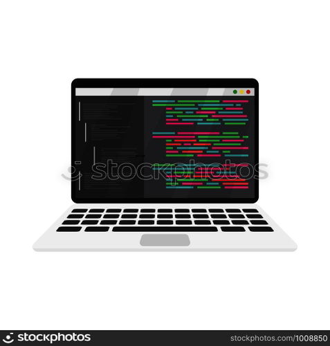 work coding and programming on a laptop, vector. work coding and programming on a laptop