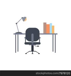 work desk. study and work desk theme vector art illustration