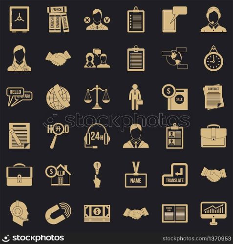 Work discussion icons set. Simple style of 36 work discussion vector icons for web for any design. Work discussion icons set, simple style