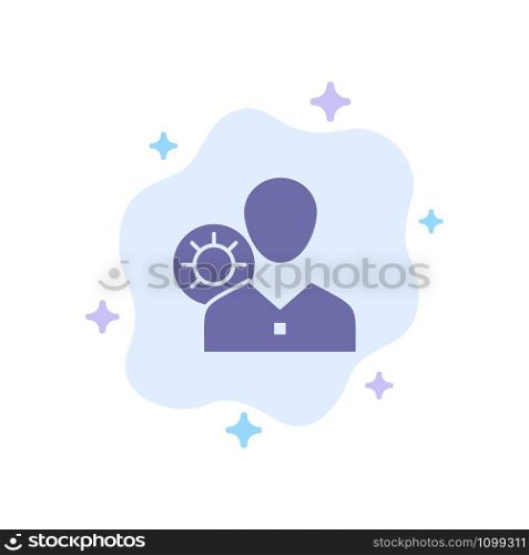 Work, Efficiency, Gear, Human, Personal, Profile, User Blue Icon on Abstract Cloud Background