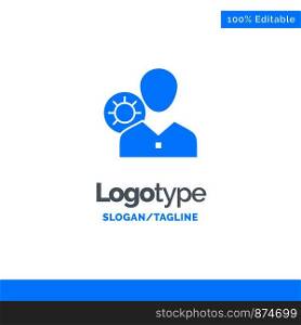 Work, Efficiency, Gear, Human, Personal, Profile, User Blue Solid Logo Template. Place for Tagline