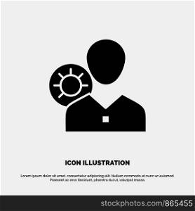 Work, Efficiency, Gear, Human, Personal, Profile, User solid Glyph Icon vector
