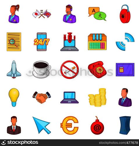 Work flow icons set. Cartoon set of 25 work flow vector icons for web isolated on white background. Work flow icons set, cartoon style
