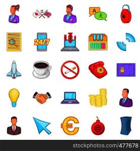 Work flow icons set. Cartoon set of 25 work flow vector icons for web isolated on white background. Work flow icons set, cartoon style