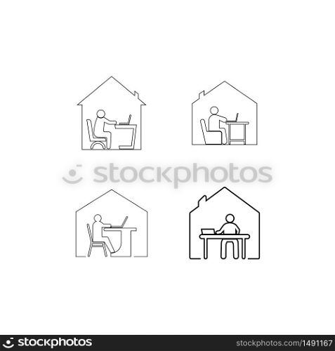 Work from home logo. Social distancing vector to use for from home activities. Work logo. Social distancing icon.