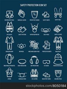 Work health and occupational safety icons. Work health and occupational safety protection icons. Vector illustration