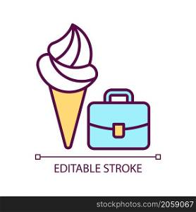 Work incentive RGB color icon. Employee encouragement. Ice cream selling. Career in food service. Isolated vector illustration. Simple filled line drawing. Editable stroke. Arial font used. Work incentive RGB color icon