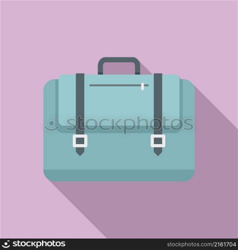 Work laptop bag icon flat vector. Business suitcase. Closed backpack. Work laptop bag icon flat vector. Business suitcase