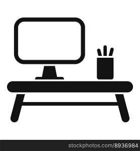 Work on computer icon simple vector. Office sit. Correct position. Work on computer icon simple vector. Office sit