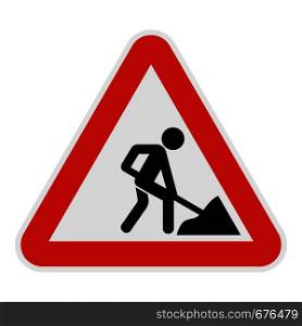 Work on the road icon. Flat illustration of work on the road vector icon for web.. Work on the road icon, flat style.