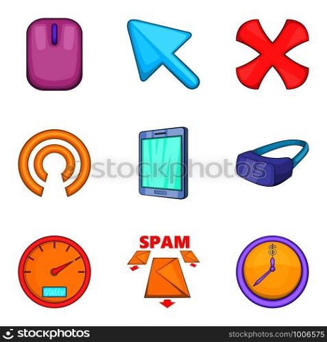 Work out icons set. Cartoon set of 9 work out vector icons for web isolated on white background. Work out icons set, cartoon style
