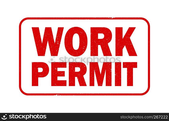 Work permit stamp, isolated on white background,stock vector illustration. Work permit stamp, isolated on white background