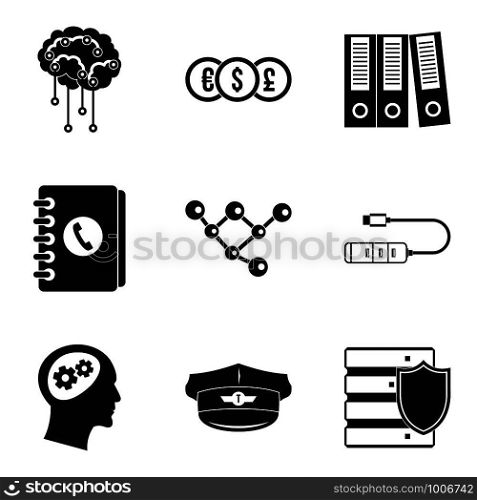 Work plan icons set. Simple set of 9 work plan vector icons for web isolated on white background. Work plan icons set, simple style