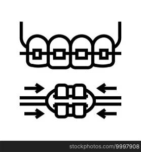 work process tooth braces line icon vector. work process tooth braces sign. isolated contour symbol black illustration. work process tooth braces line icon vector illustration