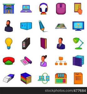 Work space icons set. Cartoon set of 25 work space vector icons for web isolated on white background. Work space icons set, cartoon style