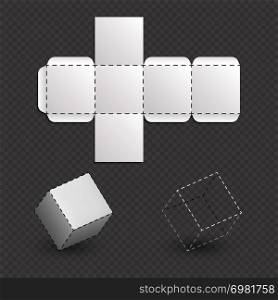Work surface of box model, cube vector template. Box cube model construction project illustration. Work surface of box model, cube vector template