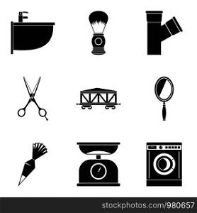 Work task icons set. Simple set of 9 work task vector icons for web isolated on white background. Work task icons set, simple style