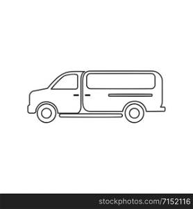 Work van or truck icon in vector line drawing