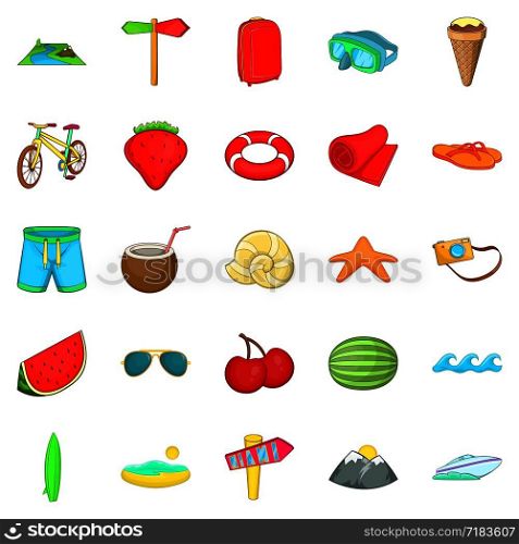 Work with tourist icons set. Cartoon set of 25 work with tourist vector icons for web isolated on white background. Work with tourist icons set, cartoon style