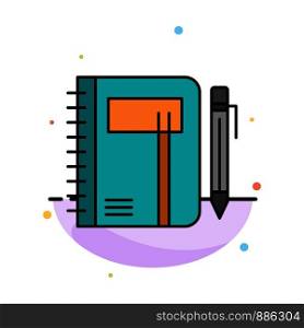 Workbook, Business, Note, Notepad, Pad, Pen, Sketch Abstract Flat Color Icon Template