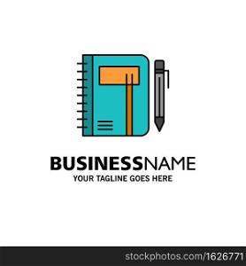Workbook, Business, Note, Notepad, Pad, Pen, Sketch Business Logo Template. Flat Color