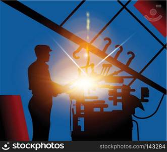 Worker at the machine tool