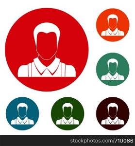 Worker avatar icons circle set vector isolated on white background. Worker avatar icons circle set vector