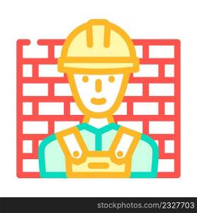 worker builder color icon vector. worker builder sign. isolated symbol illustration. worker builder color icon vector illustration