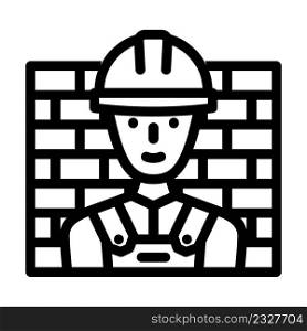 worker builder line icon vector. worker builder sign. isolated contour symbol black illustration. worker builder line icon vector illustration