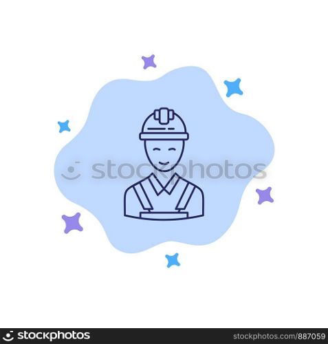 Worker, Building, Carpenter, Construction, Repair Blue Icon on Abstract Cloud Background