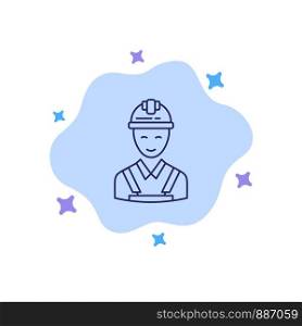 Worker, Building, Carpenter, Construction, Repair Blue Icon on Abstract Cloud Background