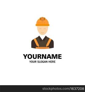 Worker, Building, Carpenter, Construction, Repair Business Logo Template. Flat Color