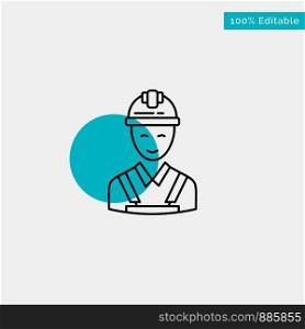 Worker, Building, Carpenter, Construction, Repair turquoise highlight circle point Vector icon