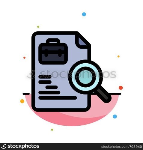 Worker, Document, Search, Jobs Abstract Flat Color Icon Template