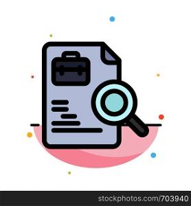 Worker, Document, Search, Jobs Abstract Flat Color Icon Template