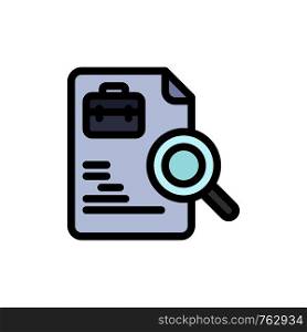 Worker, Document, Search, Jobs Flat Color Icon. Vector icon banner Template