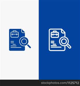 Worker, Document, Search, Jobs Line and Glyph Solid icon Blue banner Line and Glyph Solid icon Blue banner